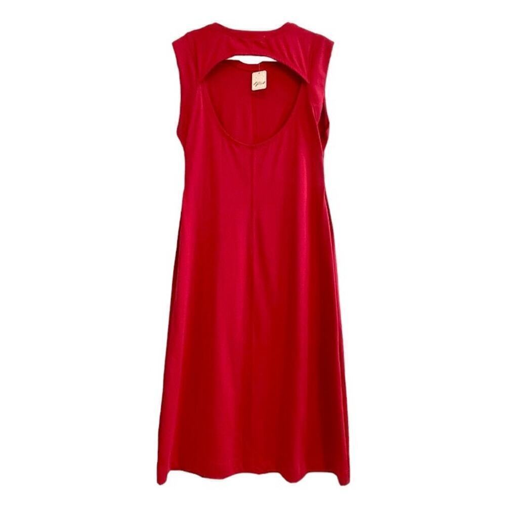 Free People Beach Red Cotton Sleeveless Open Back Maxi Dress Size Large NEW - Picture 3 of 7